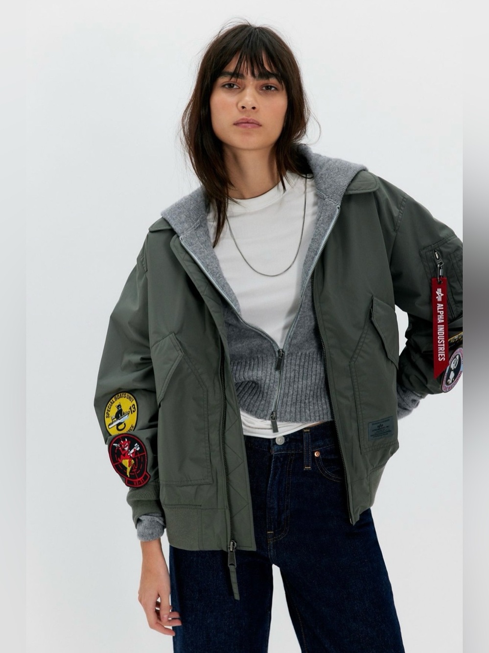 NWT Free People X Alpha Industries CWU   36/P Relaxed Patched Jacket